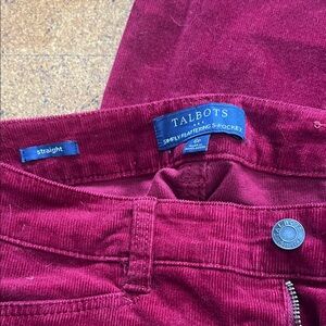 Talbots Deep Red Corduroy Trousers